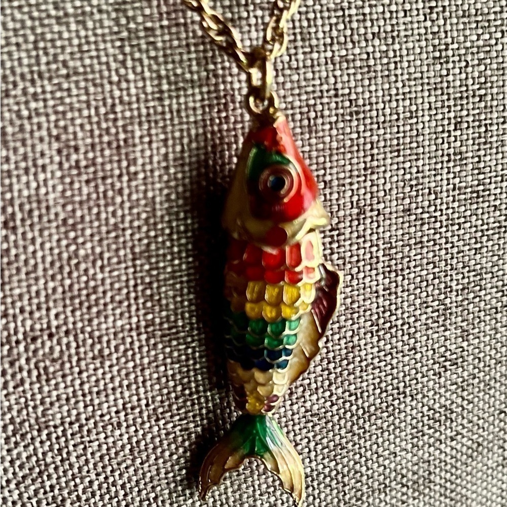 Vintage Articulated Fish Pendant on Chain